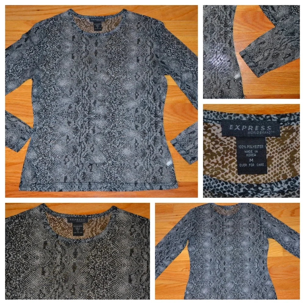 Women’s Express sheer snakeskin blouse, size M